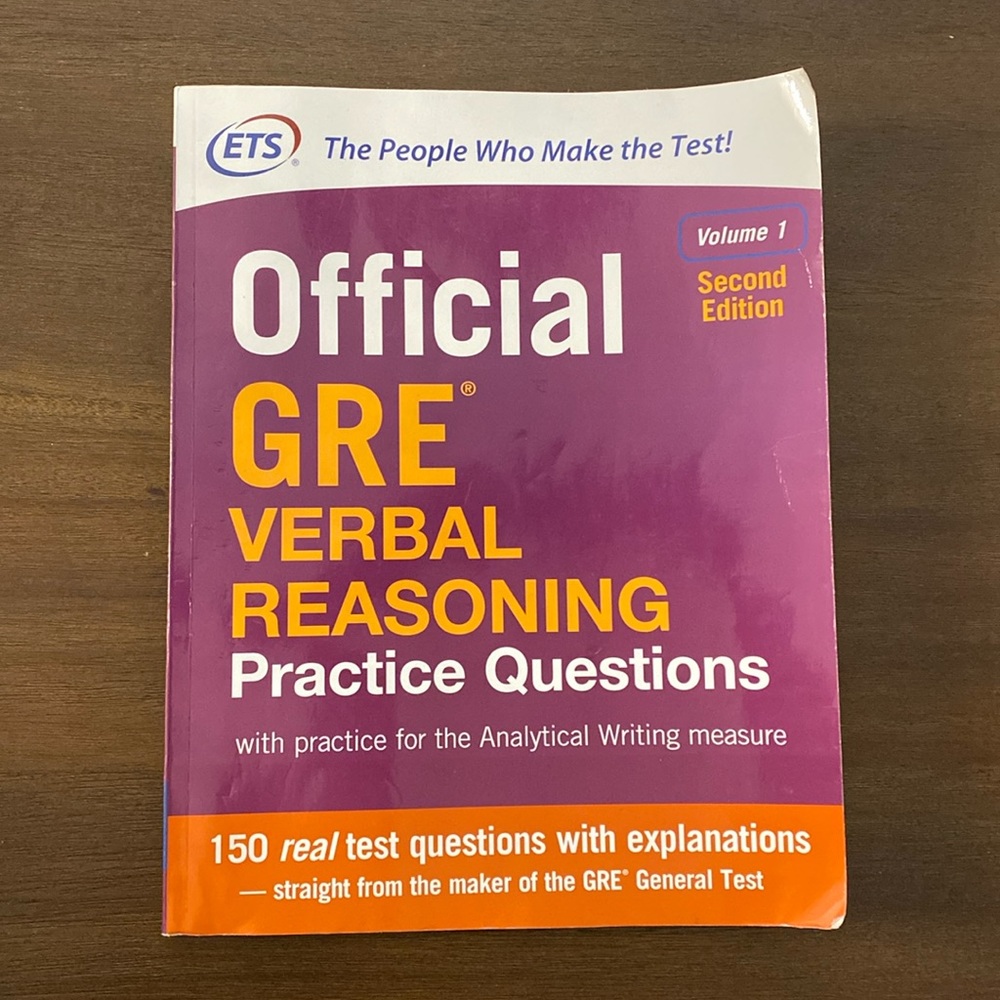 Official GRE Verbal Reasoning Practice Questions Second Edition Volume 1 (2017)